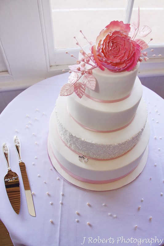 Wedding cake at wedding reception - wedding photography sydney